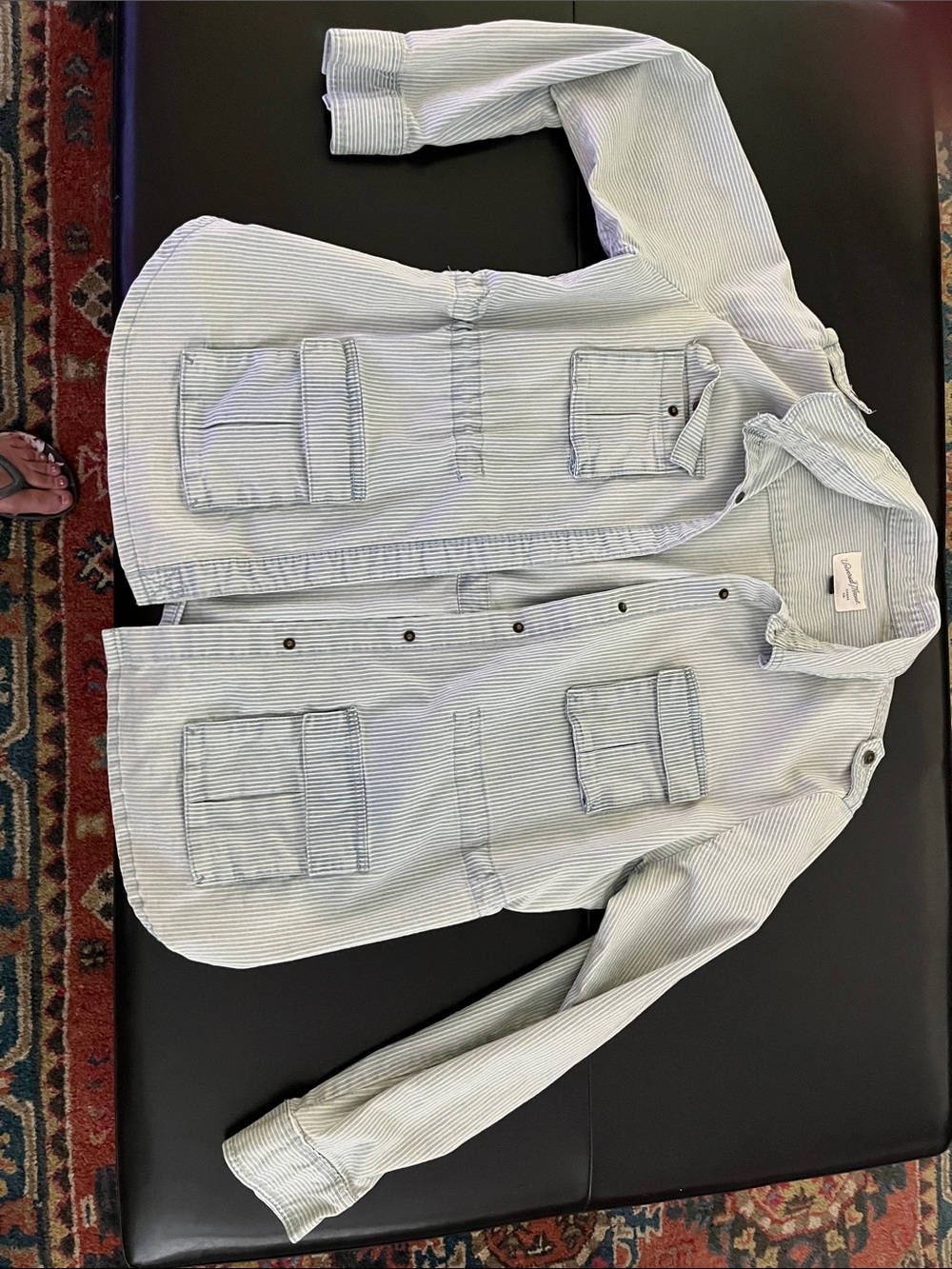 Universal Thread Light Blue Striped Jean Jacket
